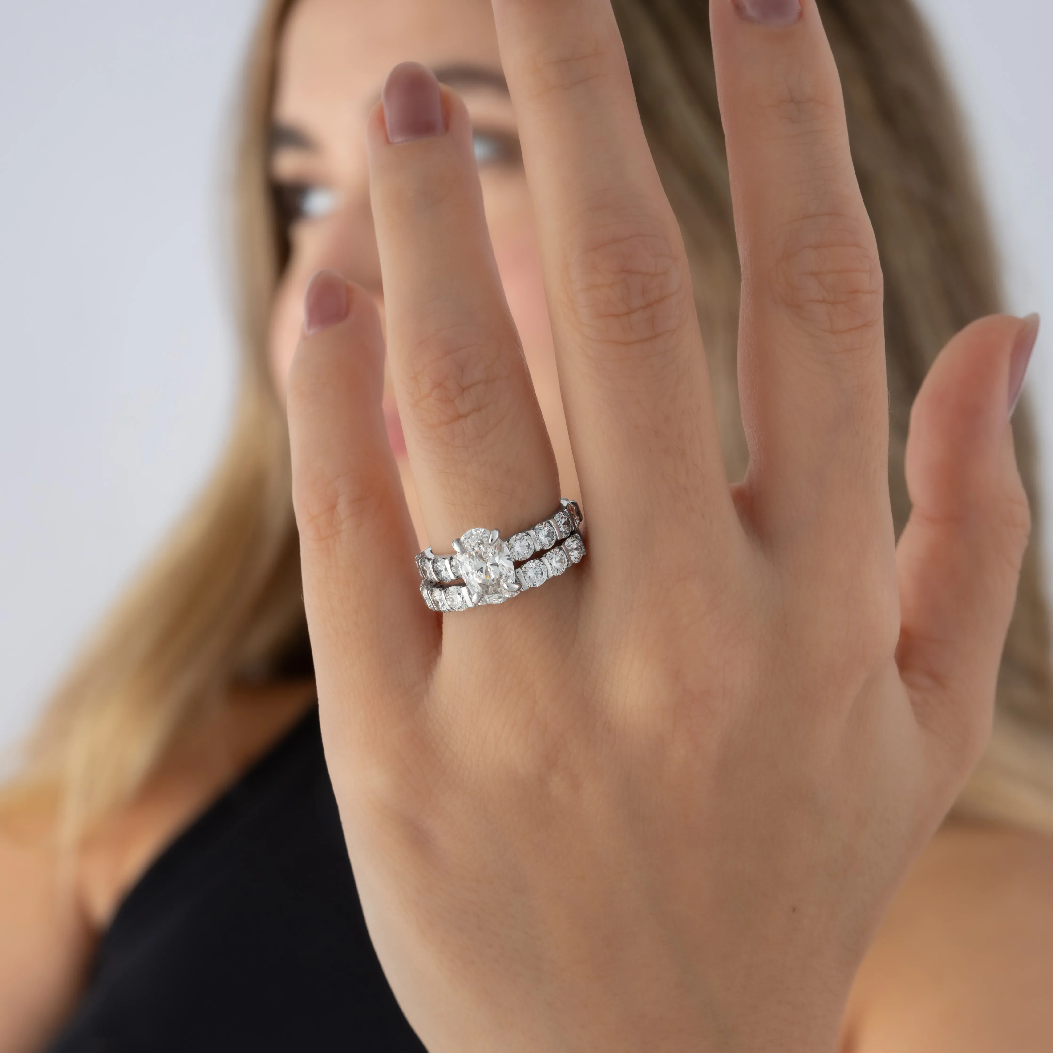 Set Anillos Diamantes Lab. Oval & Churumbela