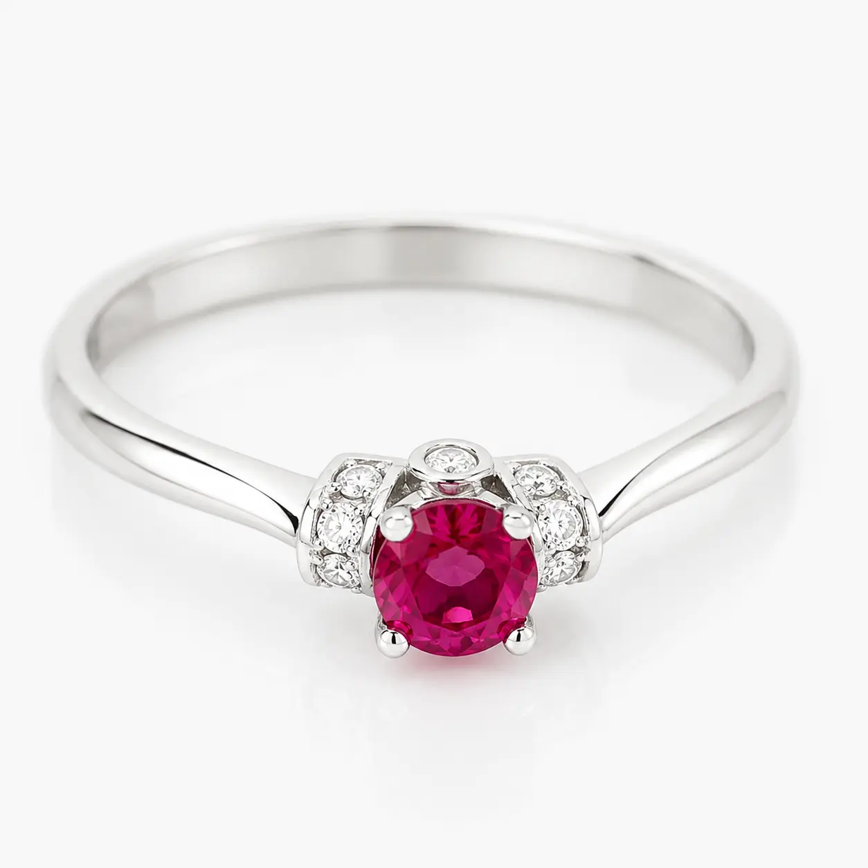 Anillo Rubi & Diamantes Talla 7 1/2