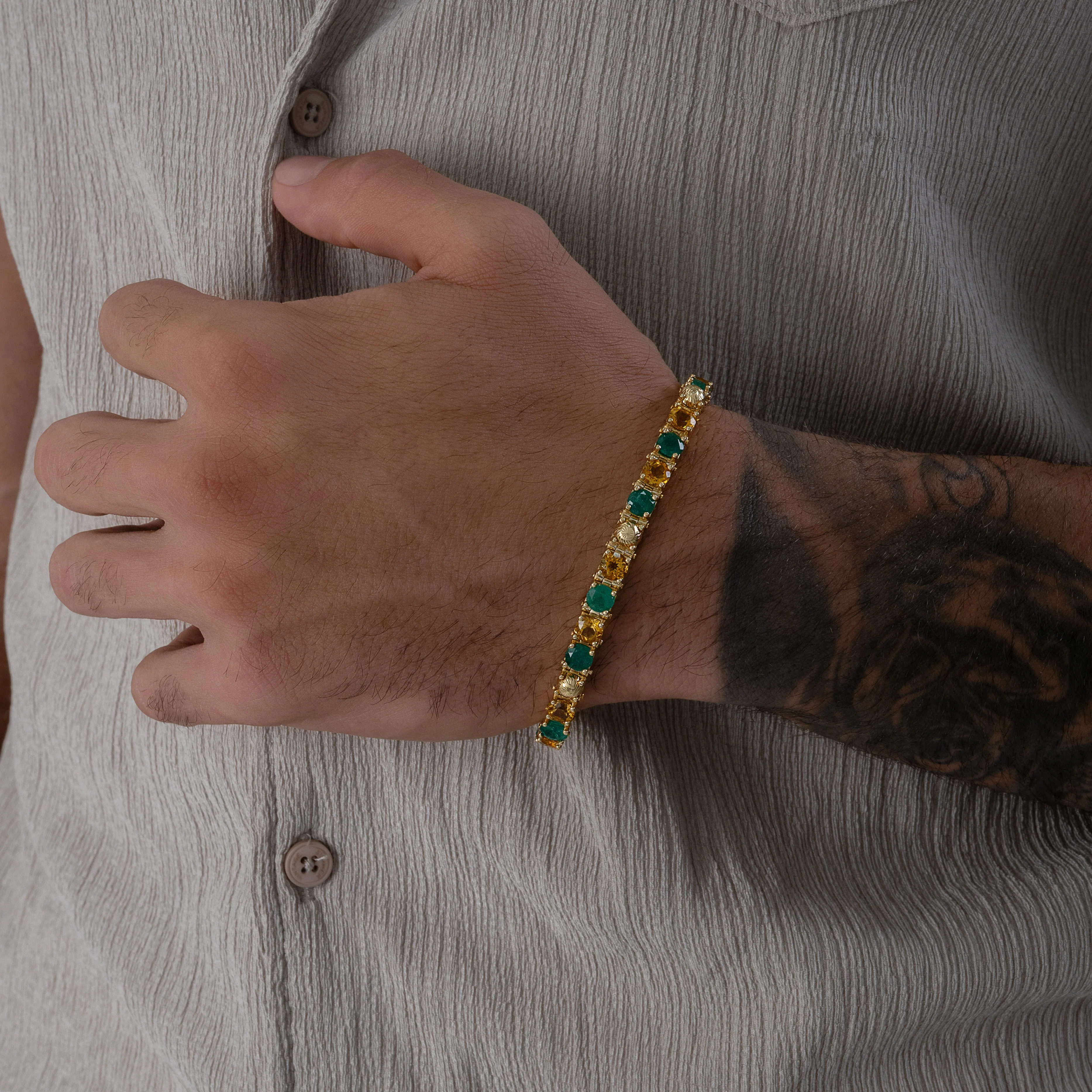 Pulsera Tennis Citrino & Esmeralda - Image 2