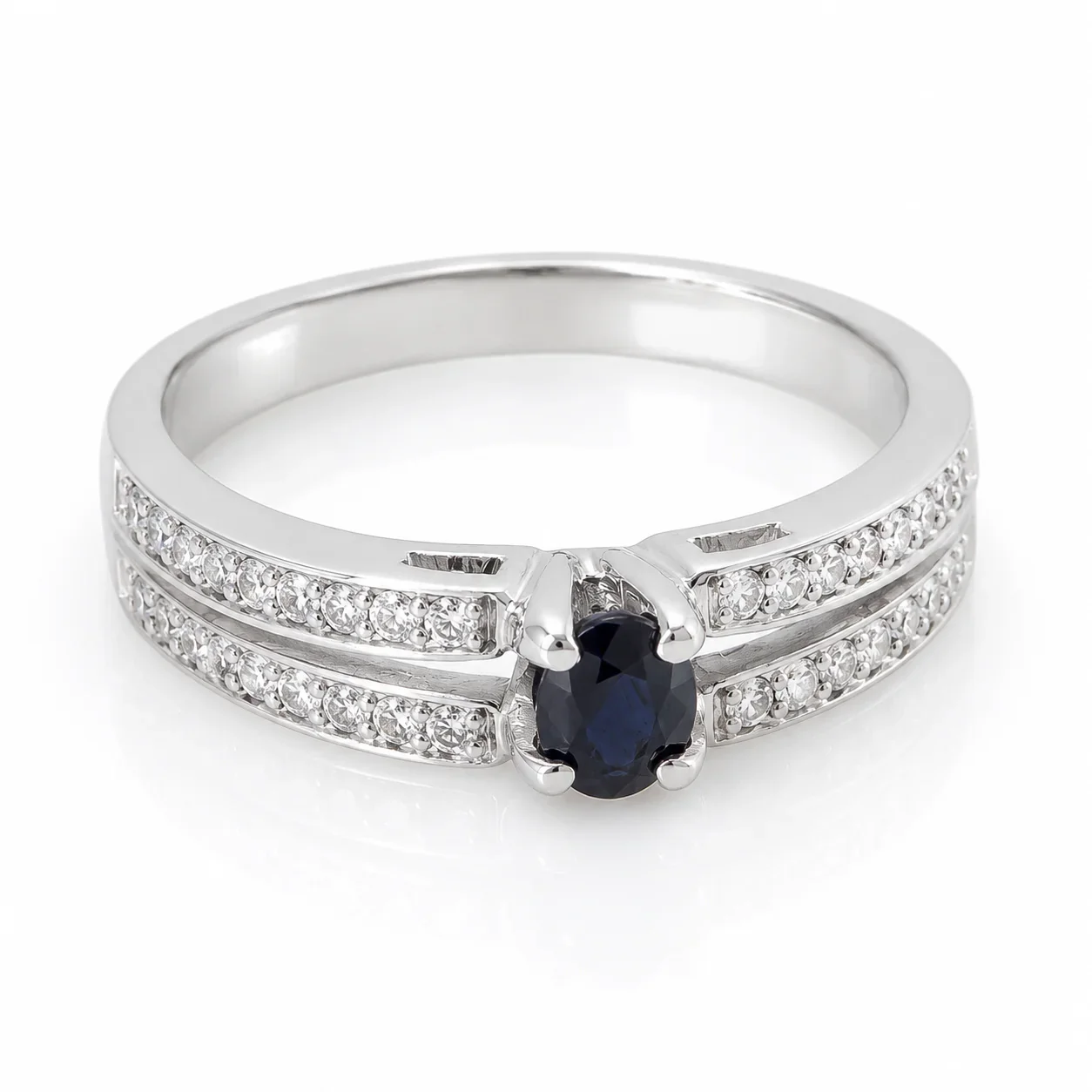 Anillo Zafiro & Diamantes Talla 9 1/4
