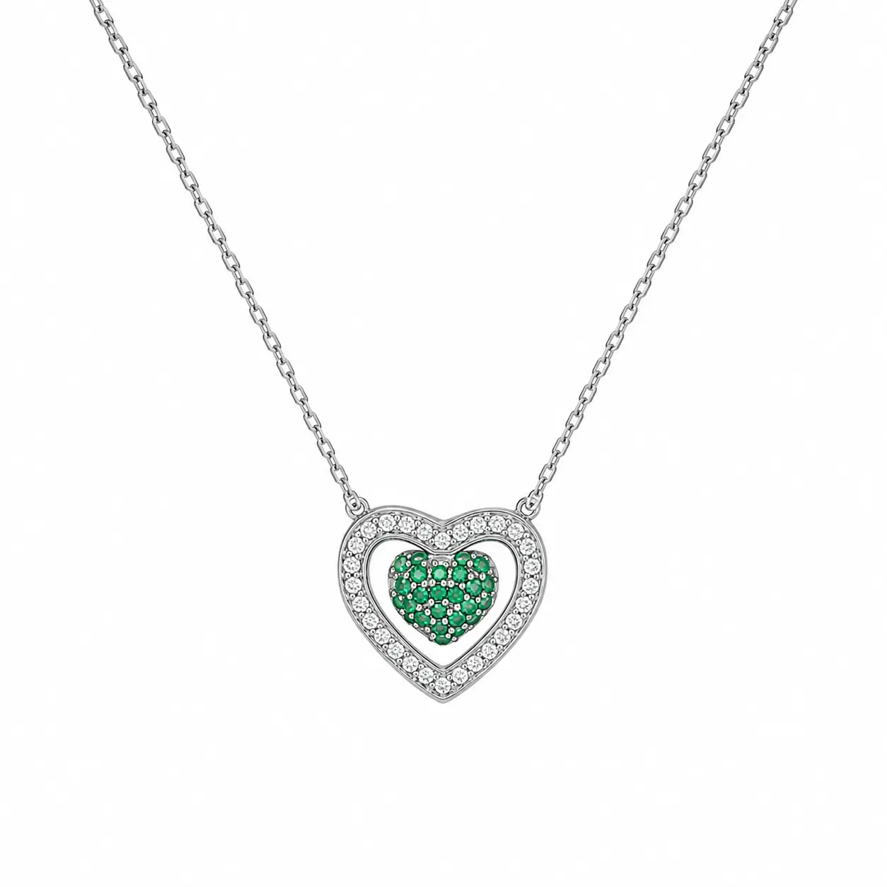 Cadena Corazon Verde 45cm