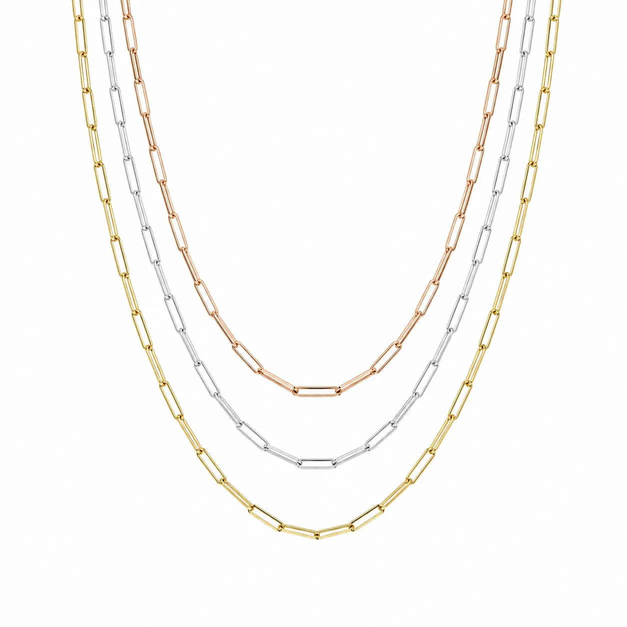 Cadena Paper Clip Tres Oros